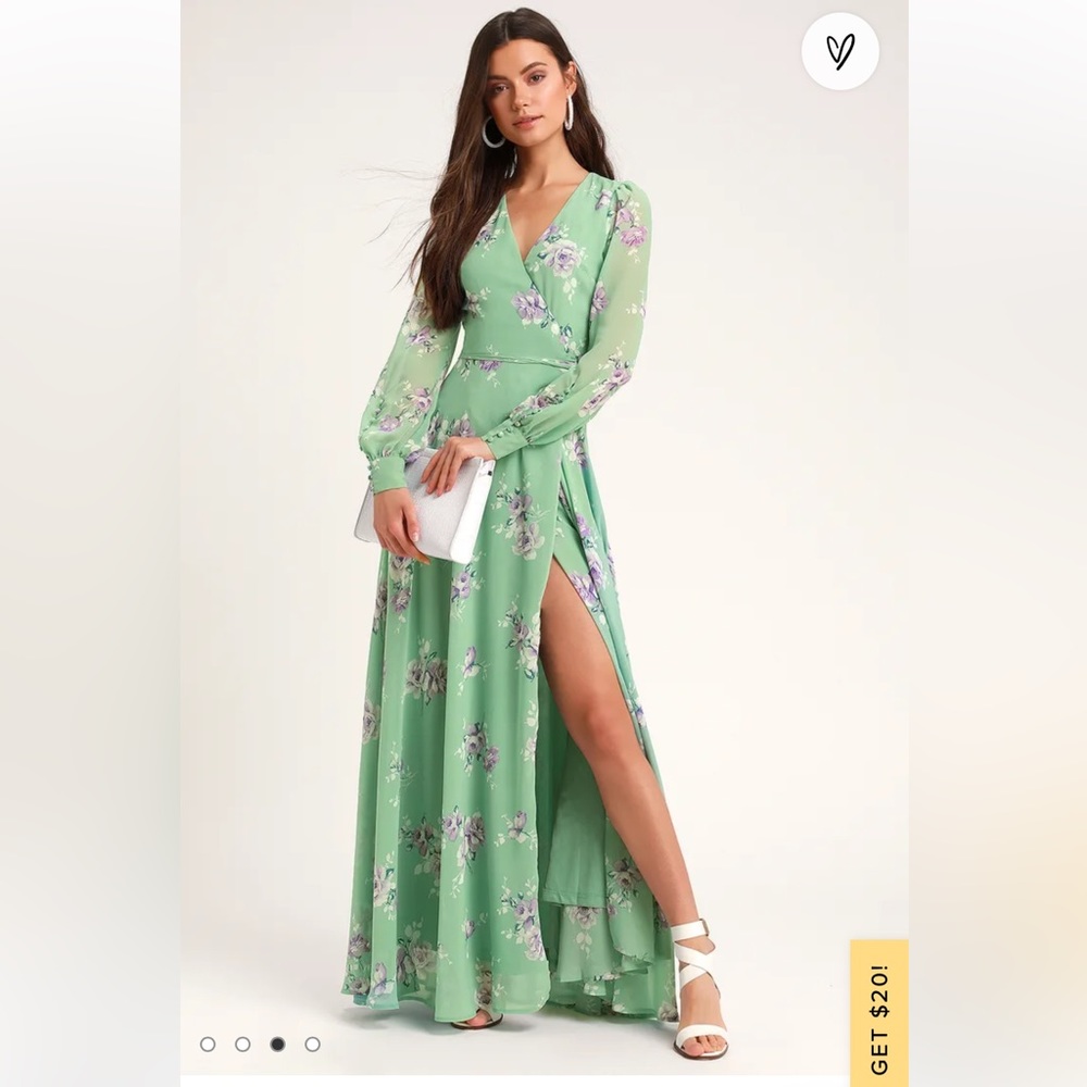 Lulus My whole heart maxi wrap dress. Wedding guest